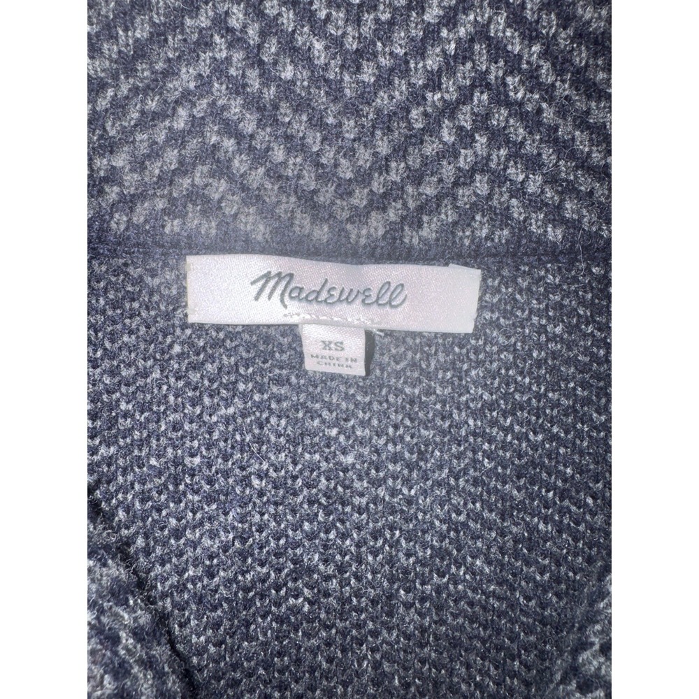 Madewell Blazer Sweater‎ Jacket Womens XS Blue Herringbone Wool Blend Cardigan - Picture 7 of 10